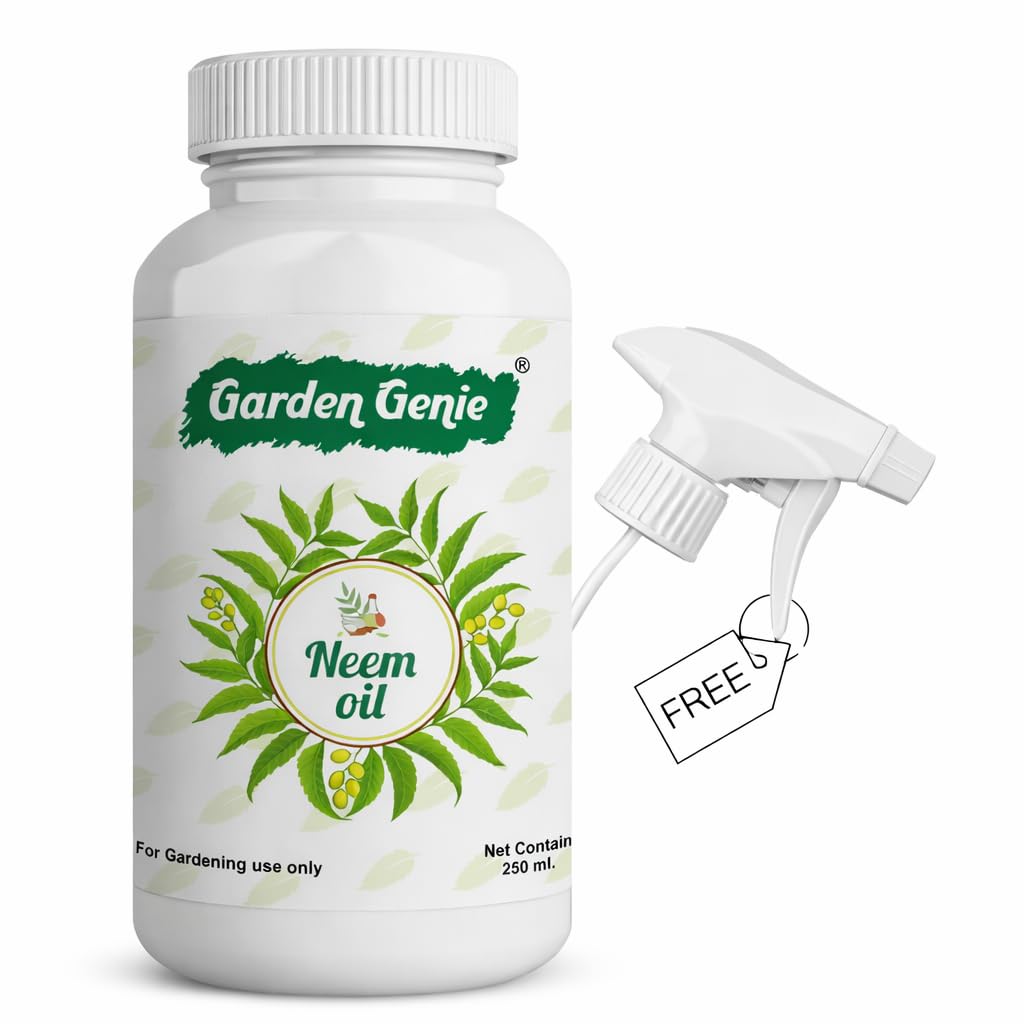 Garden Genie Pure Organic Cold Pressed Water Soluble Neem Oil for Plants with Sprayer | 250ml Concentrate Makes up to 60 Liters of Ready to Use Neem Oil Spray