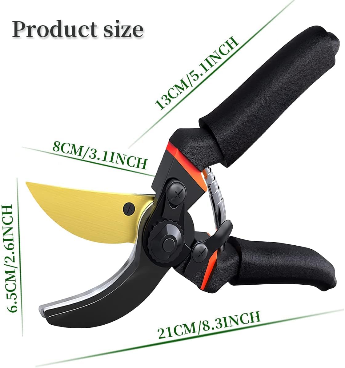 MeSwan 8-Inch Professional Bypass Pruning Shears – Titanium Coated SK5 Steel Secateurs with Soft Foam Cushion Grip – Heavy Duty Garden Scissors & Plant Cutter for Branches, Stems & Roses - Image 4