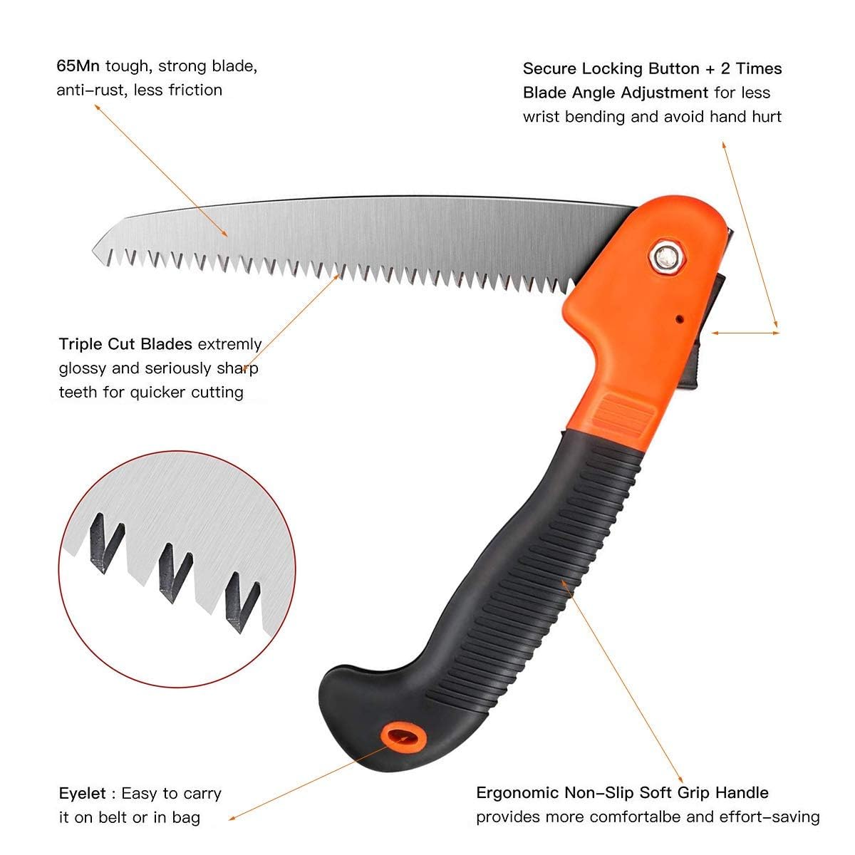 Veltrix 8-inch Folding Pruning Saw | Sharp Carbon Steel Blade for Tree Trimming & Wood Cutting | Compact Foldable Hand Saw with Safety Lock for Gardening, Camping, Survival, and Outdoor Use - Image 5
