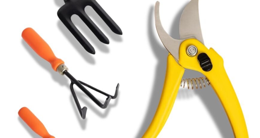 Ugaoo Gardening Tool Set 4 Pcs | Pruner Shears, Hand Cultivator, Trowel & Fork | Durable Carbon Steel Garden Hand Tools for Home, Balcony & Outdoor Gardening