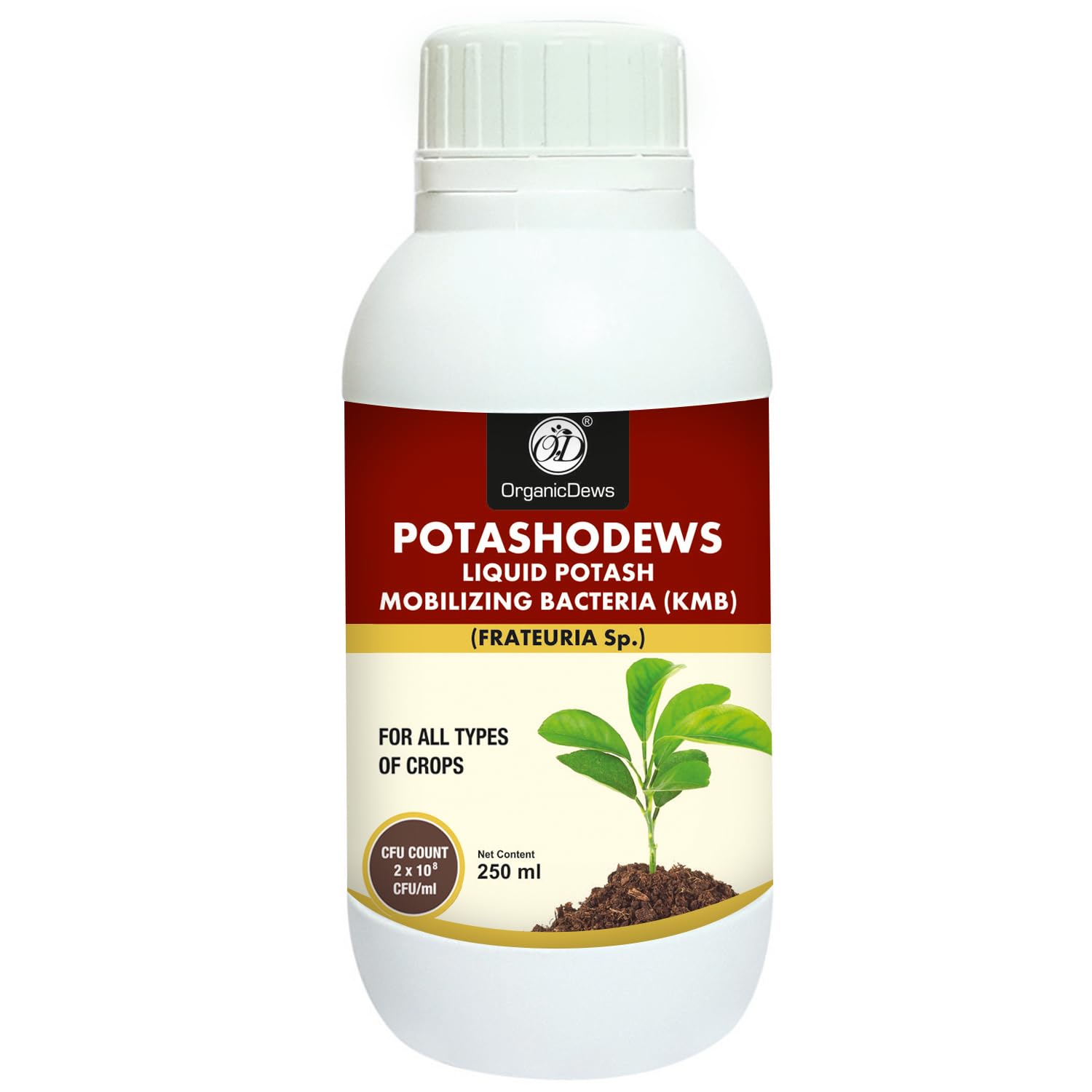 OrganicDews Potash Mobilizing Bacteria (2x10^8 CFU/ML) Bio Inoculum Fertilizer (250 ml) for Plants - Faster Root Growth, Improve Quality Flower and Fruits 250 ml