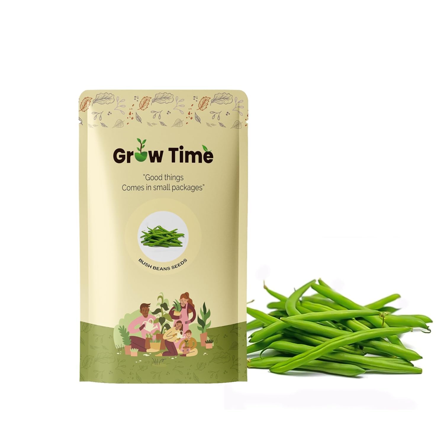 Growtime Bush Beans Vegetable Seed, Vegetable Seeds for Home Gardening, Vegetable Planting Seeds for Kitchen, Bush Beans Seed (Pack of 20g) (Green)