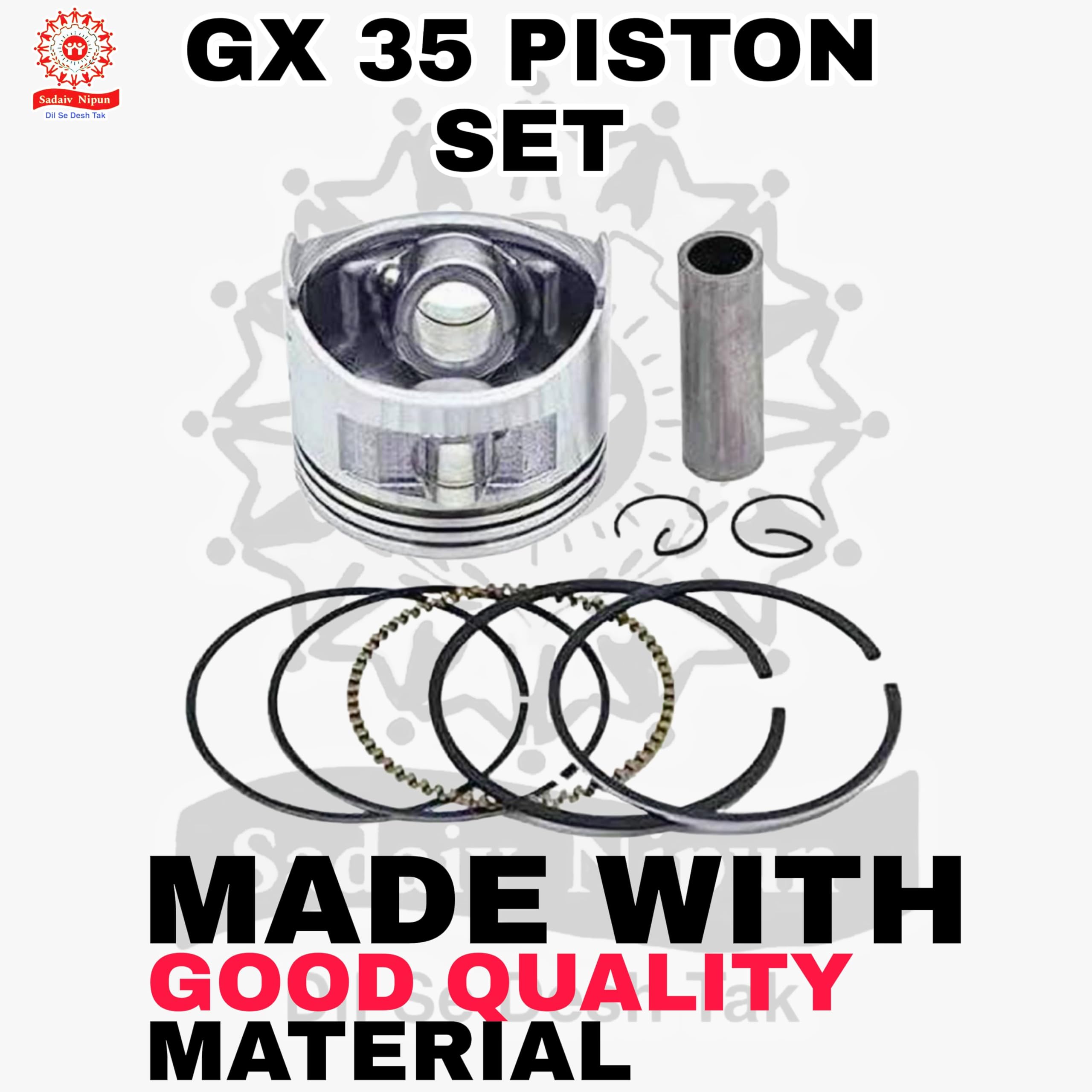 sadaiv nipun SNE A0043 GX35 Engine Piston Kit 39mm: Replacement Parts for 4-Stroke Brush Cutter Trimmers - Includes Piston Ring Set - Image 4