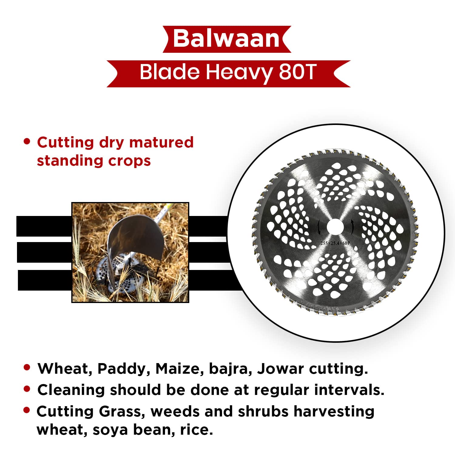 BALWAAN Krishi 80 Teeth TCT Blade for Brush Cutter | Crop Cutter Attachment | Heavy Duty Blade | Suitable for All Types of Brush Cutters - Image 4