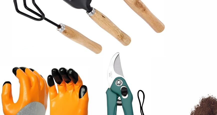 GROWTOP Garden Tool Set Combo with Flower Cutter Heavy Gardening Cut Tool with Garden Tool Set(Wooden Handle and Black Metal) (with Cutter)