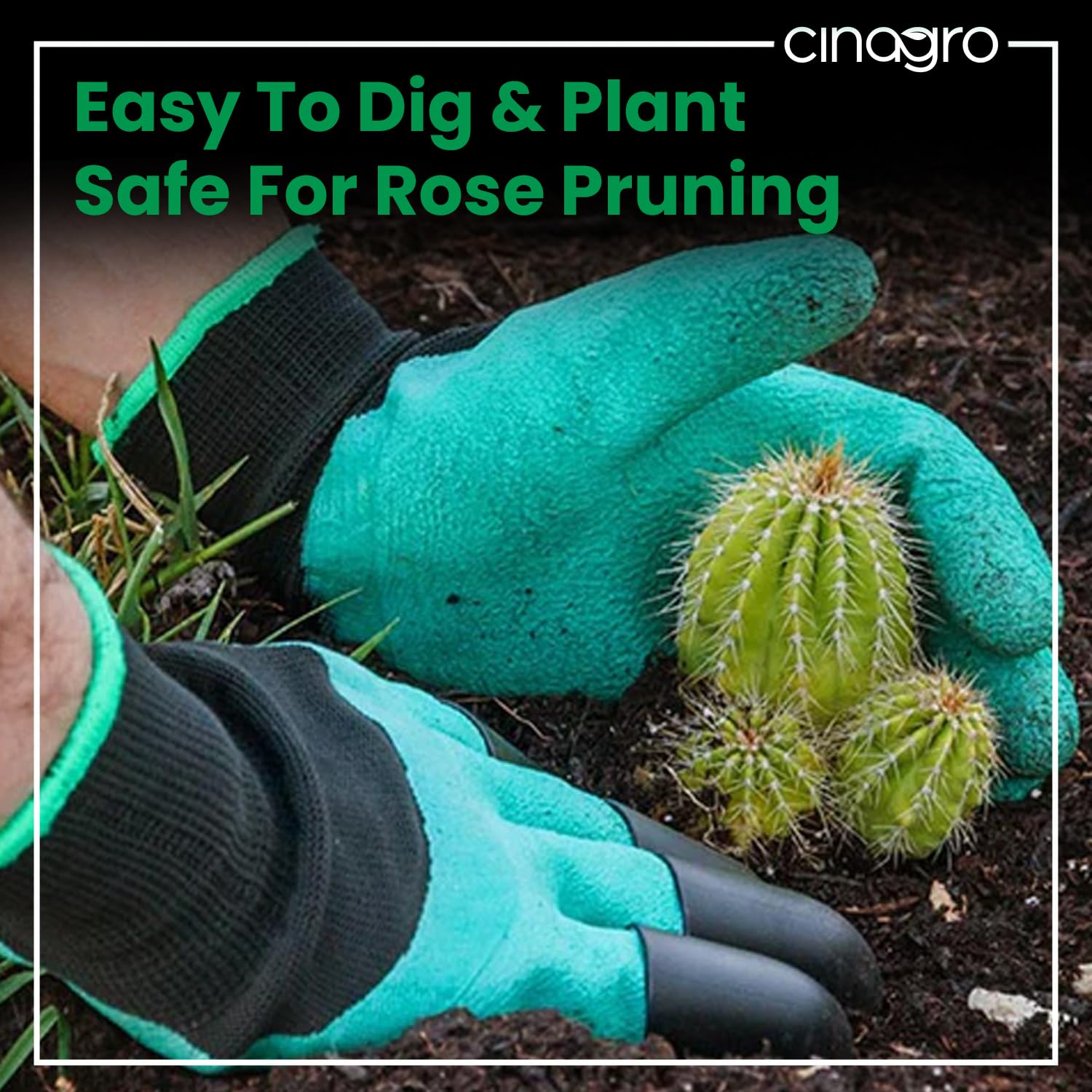 CINAGRO Heavy Duty Garden Claw Gloves with ABS Plastic Fingertips on Right Hand for Digging & Planting, Washable Protective Hand Gloves for Home Garden, Farming & Outdoor Use (Free Size, Green) - Image 5