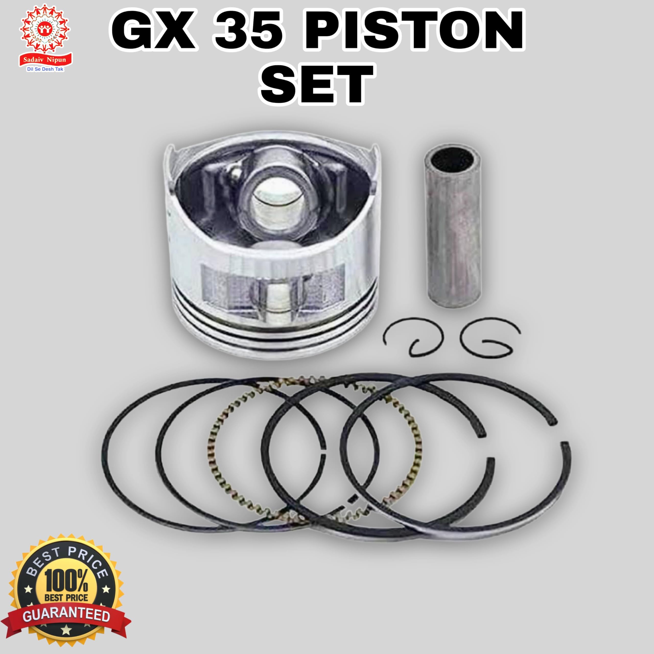 sadaiv nipun SNE A0043 GX35 Engine Piston Kit 39mm: Replacement Parts for 4-Stroke Brush Cutter Trimmers - Includes Piston Ring Set - Image 7
