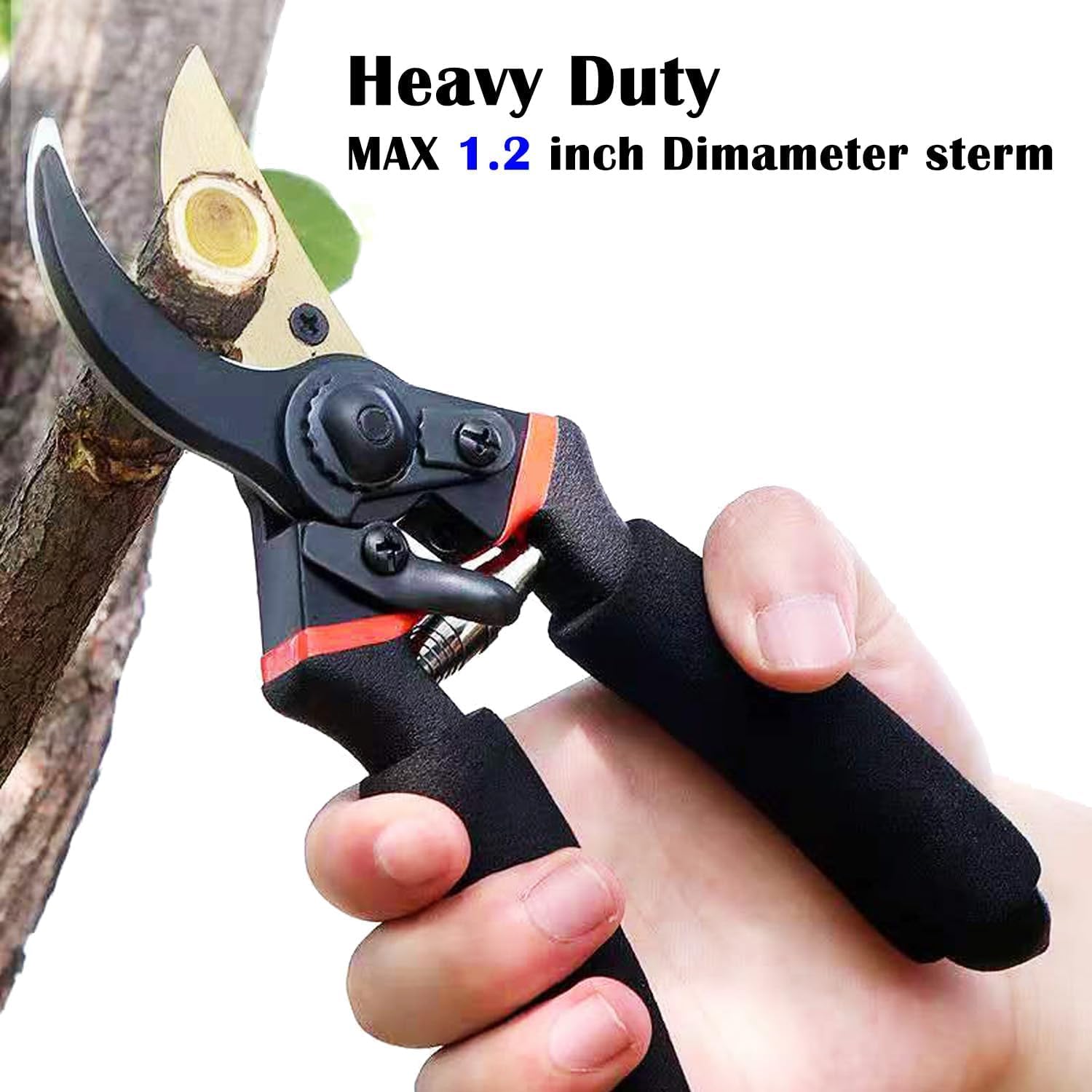 MeSwan 8-Inch Professional Bypass Pruning Shears – Titanium Coated SK5 Steel Secateurs with Soft Foam Cushion Grip – Heavy Duty Garden Scissors & Plant Cutter for Branches, Stems & Roses - Image 8