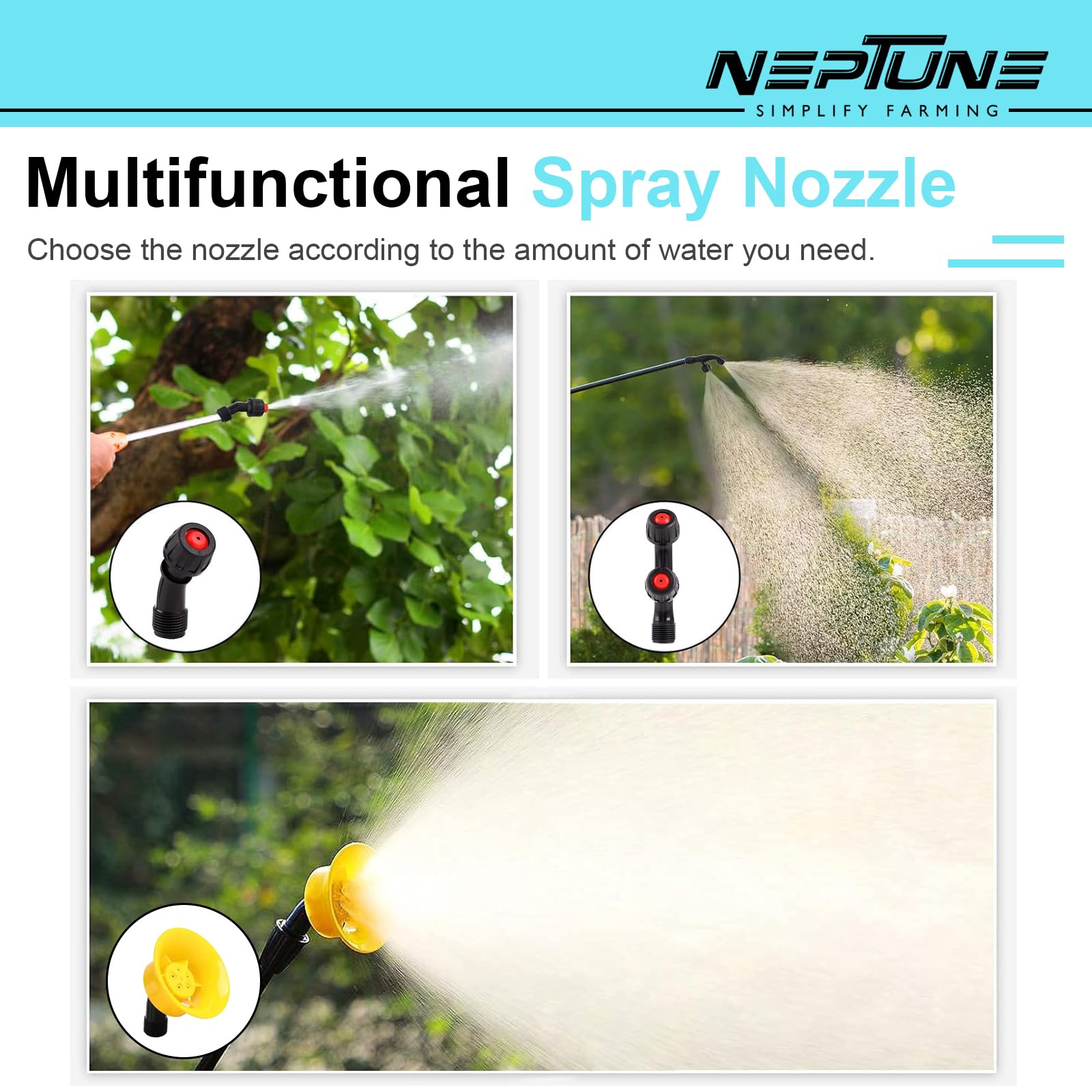 Neptune Simplify Farming NF-02 Manual Knapsack Sprayer | Hand-Operated High-Pressure Pump | 16L Tank Capacity | Telescopic Lance with 3 Nozzles | Ideal for Farming, Gardening & Pesticide Spraying - Image 8