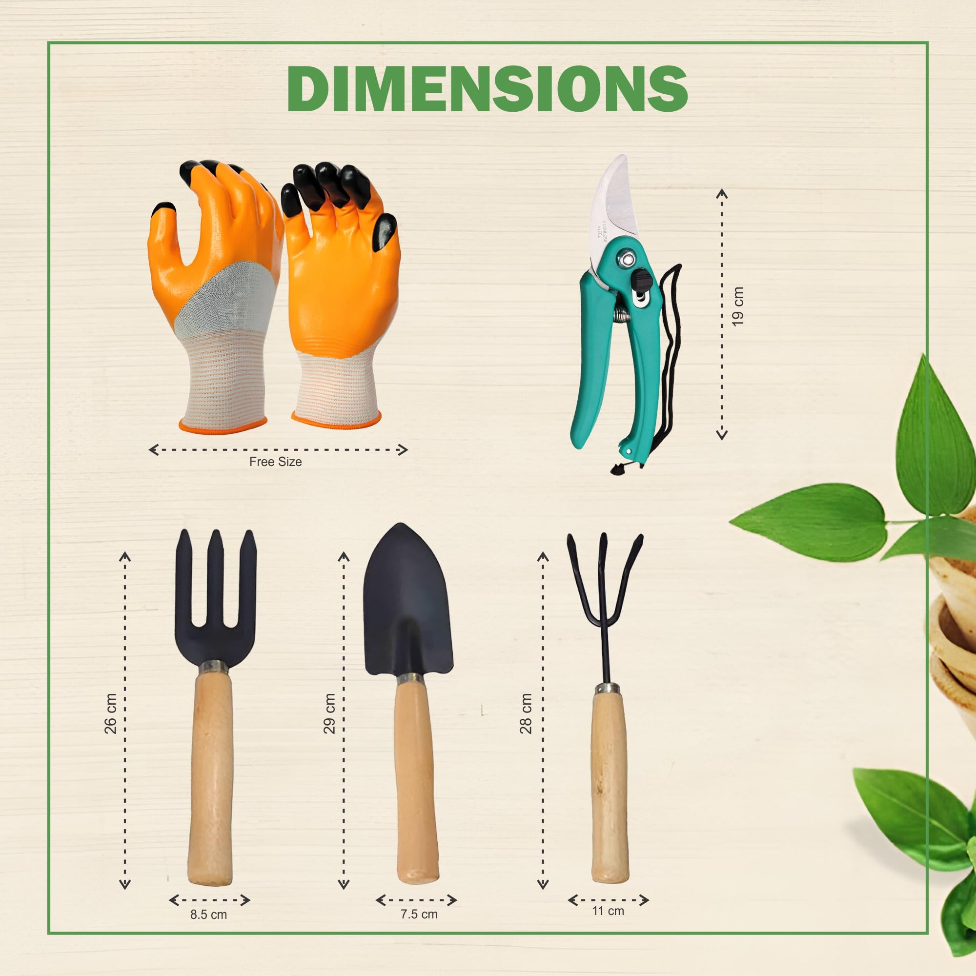 GROWTOP Garden Tool Set Combo with Flower Cutter Heavy Gardening Cut Tool with Garden Tool Set(Wooden Handle and Black Metal) (with Cutter) - Image 7