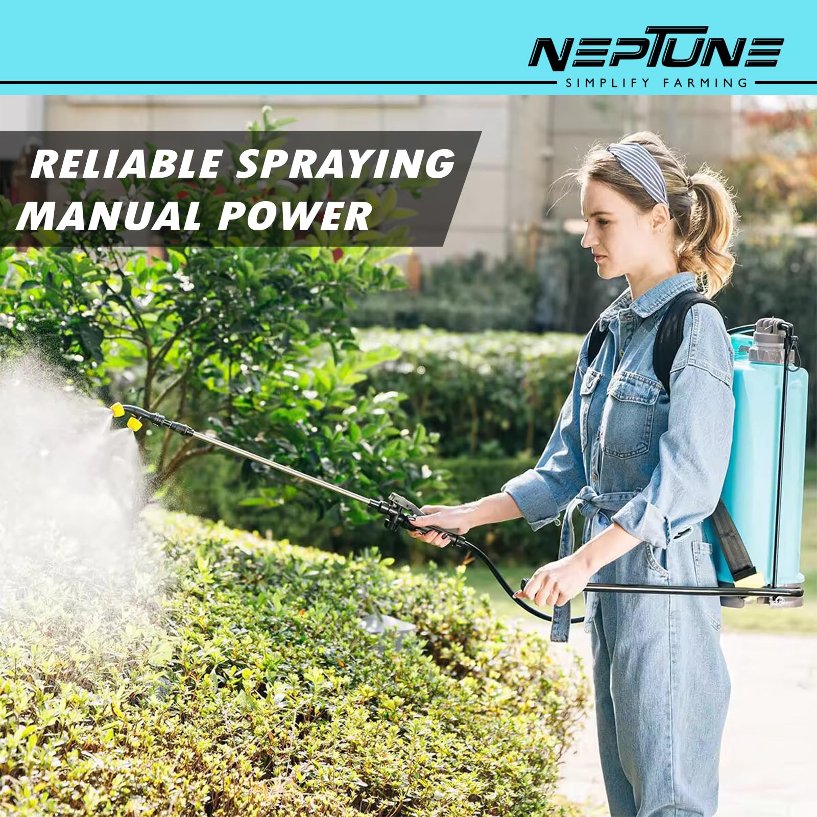 Neptune Simplify Farming NF-02 Manual Knapsack Sprayer | Hand-Operated High-Pressure Pump | 16L Tank Capacity | Telescopic Lance with 3 Nozzles | Ideal for Farming, Gardening & Pesticide Spraying - Image 9