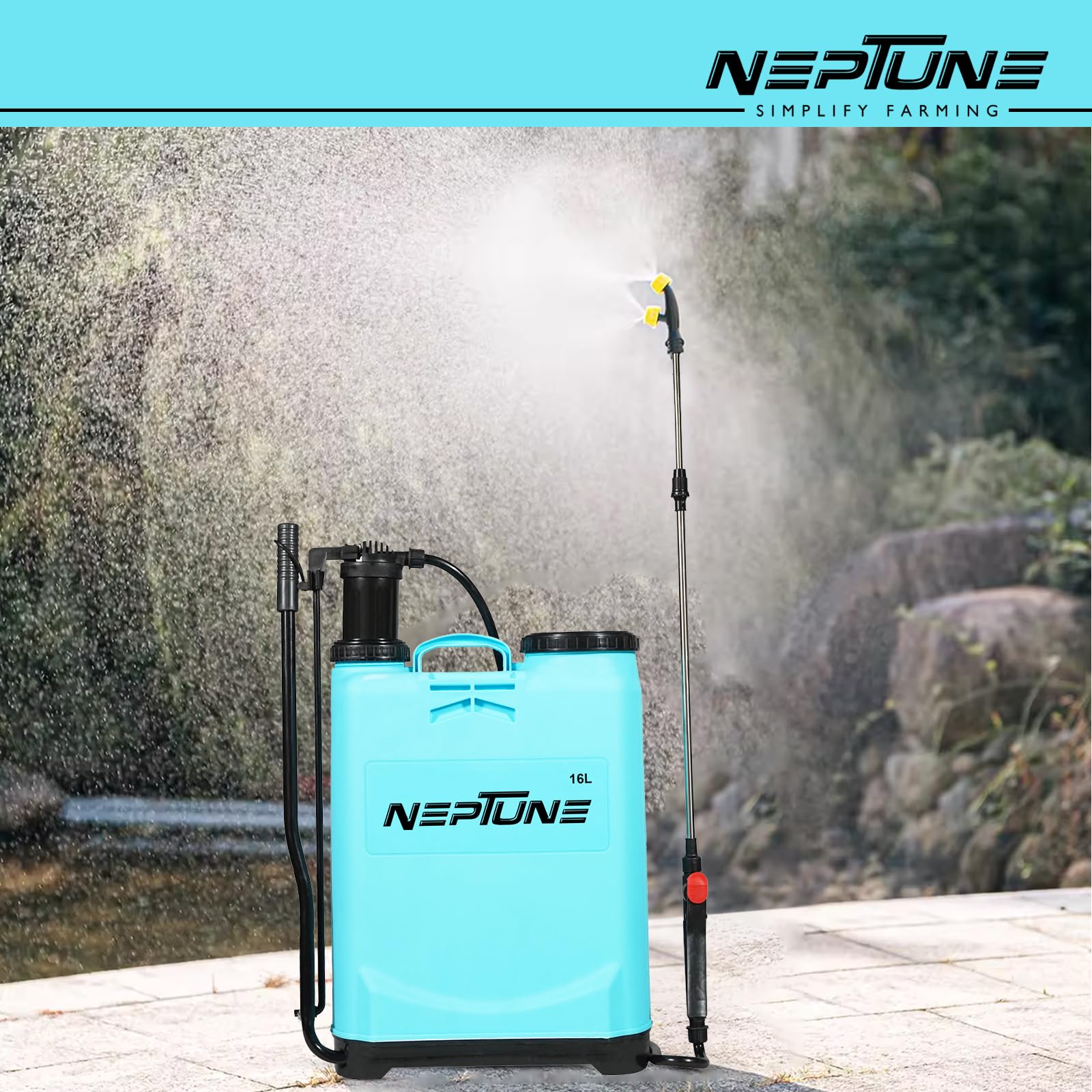 Neptune Simplify Farming NF-02 Manual Knapsack Sprayer | Hand-Operated High-Pressure Pump | 16L Tank Capacity | Telescopic Lance with 3 Nozzles | Ideal for Farming, Gardening & Pesticide Spraying - Image 6