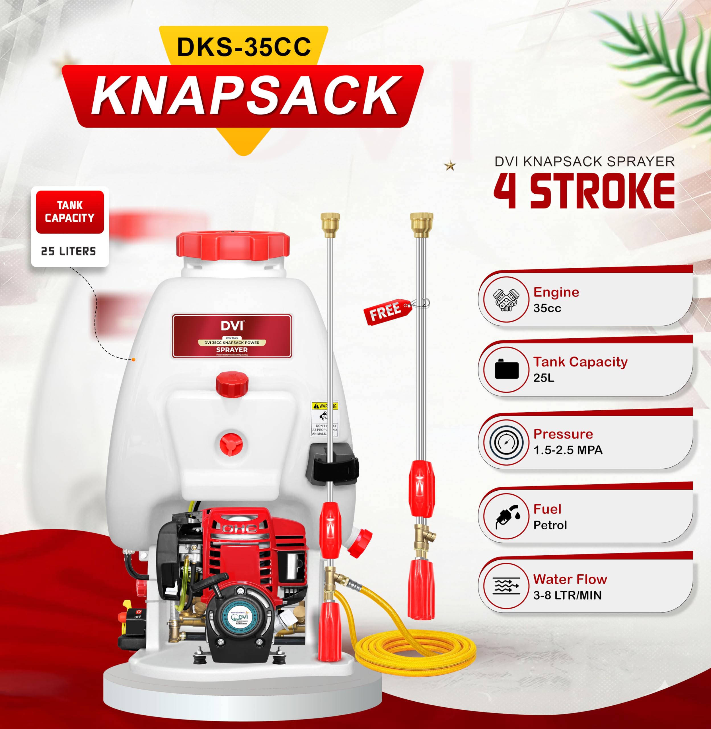 DVI KNAPSACK|Backpack Sprayer 35cc 4 Stroke Petrol Engine 25 LTR Tank Capacity Used for Spray Pesticides in Agriculture, insecticides, Commercial Buildings, Apartments, Sports Fields, Sanitization - Image 2