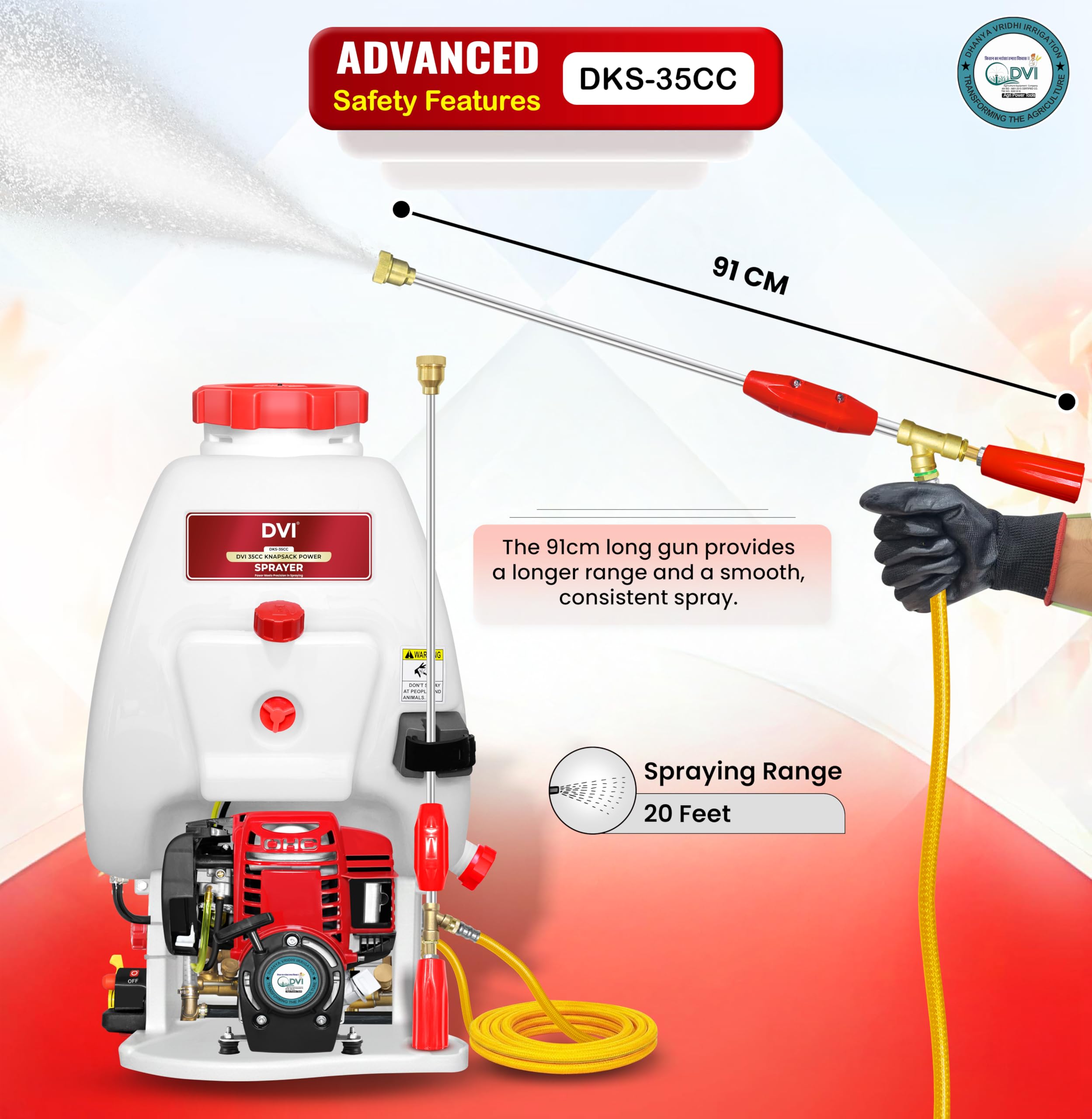 DVI KNAPSACK|Backpack Sprayer 35cc 4 Stroke Petrol Engine 25 LTR Tank Capacity Used for Spray Pesticides in Agriculture, insecticides, Commercial Buildings, Apartments, Sports Fields, Sanitization - Image 4
