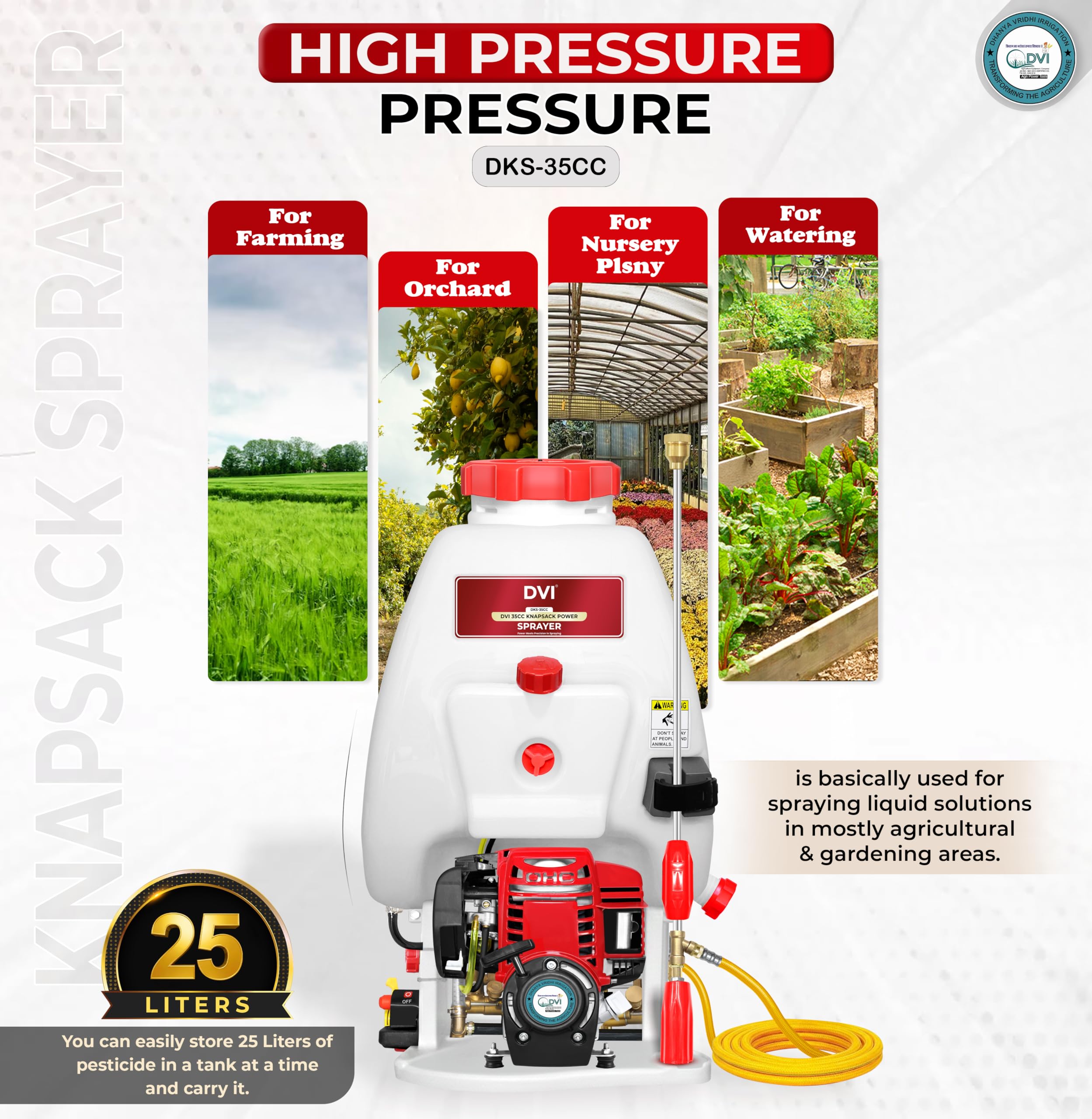 DVI KNAPSACK|Backpack Sprayer 35cc 4 Stroke Petrol Engine 25 LTR Tank Capacity Used for Spray Pesticides in Agriculture, insecticides, Commercial Buildings, Apartments, Sports Fields, Sanitization - Image 3