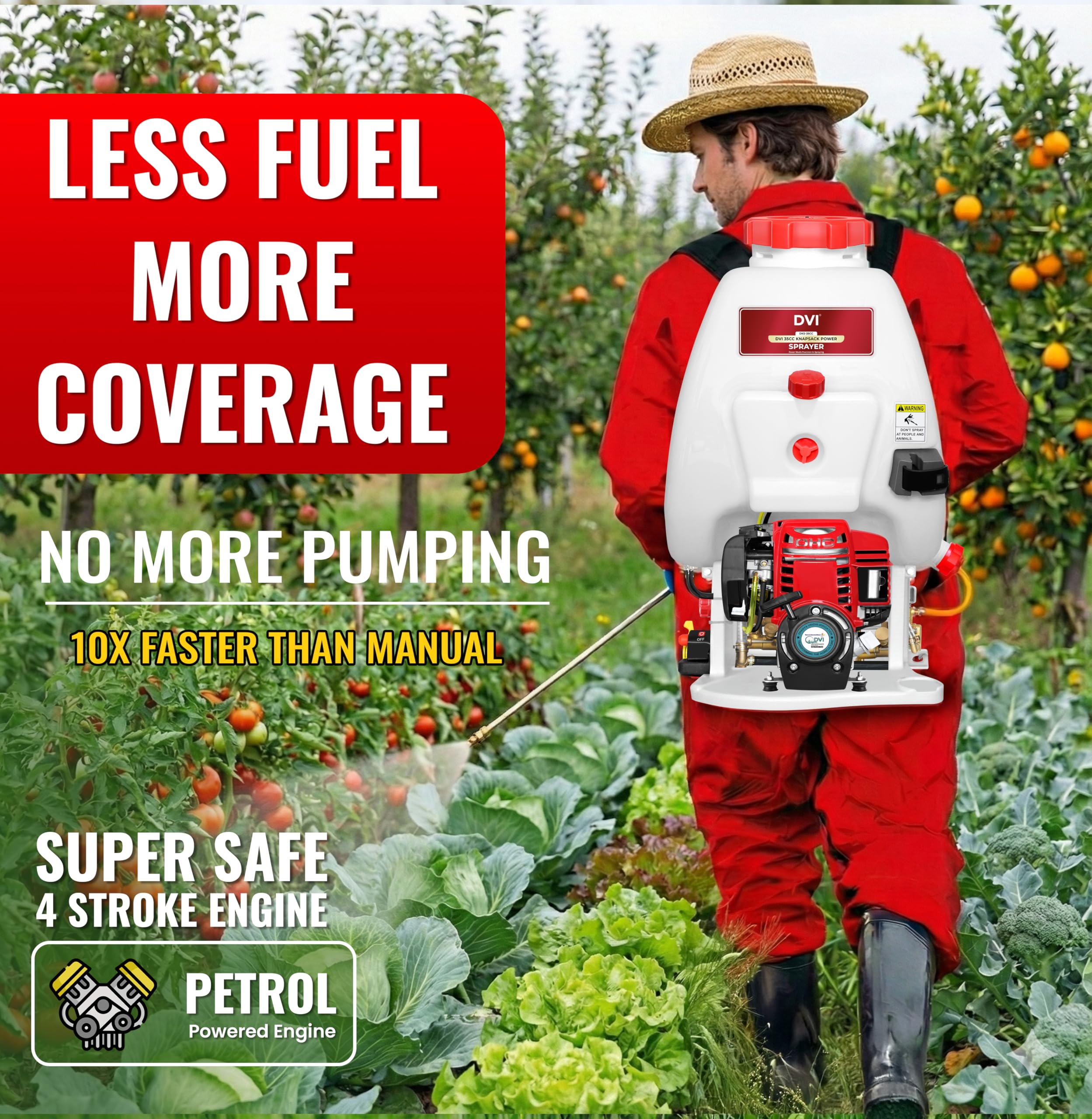 DVI KNAPSACK|Backpack Sprayer 35cc 4 Stroke Petrol Engine 25 LTR Tank Capacity Used for Spray Pesticides in Agriculture, insecticides, Commercial Buildings, Apartments, Sports Fields, Sanitization - Image 6