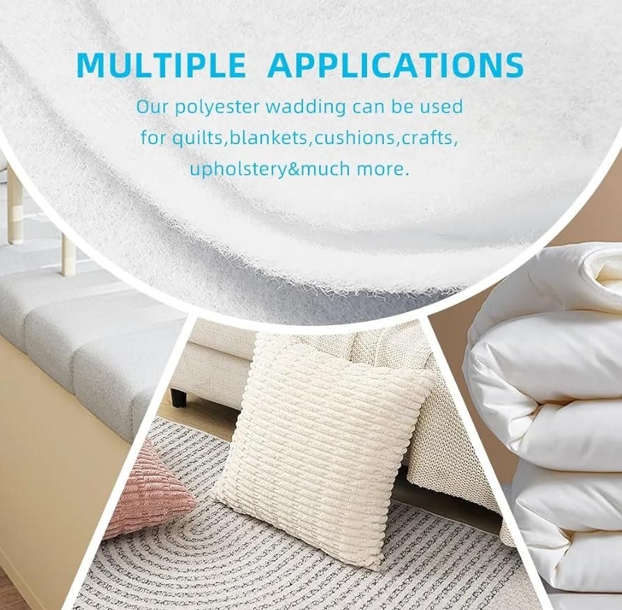 Quilt Batting Polyester Wadding Fiberfill Upholstery Fiber Quilting Stuffing Wrapping Fabric for Sewing Making Pillows Cushion Interior Decorations DIY Crafts Supplies (1 Meter) - Image 3